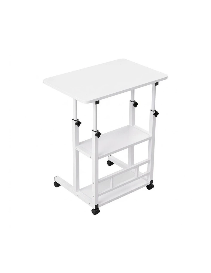 Artiss Laptop Desk Height Adjustable Mobile Workstation Computer Desks 60CM White image 1