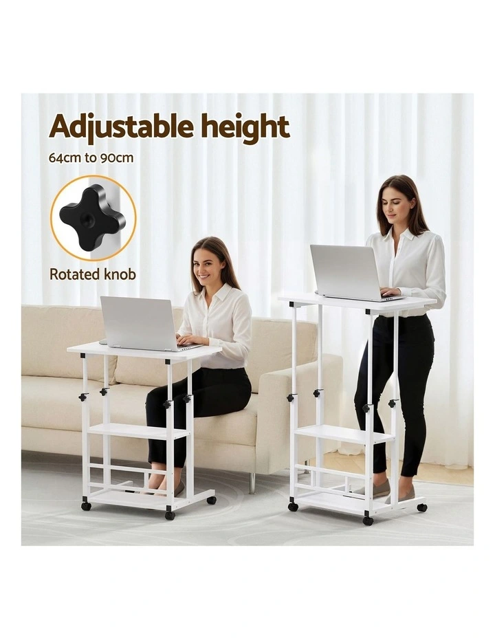 Artiss Laptop Desk Height Adjustable Mobile Workstation Computer Desks 60CM White image 5
