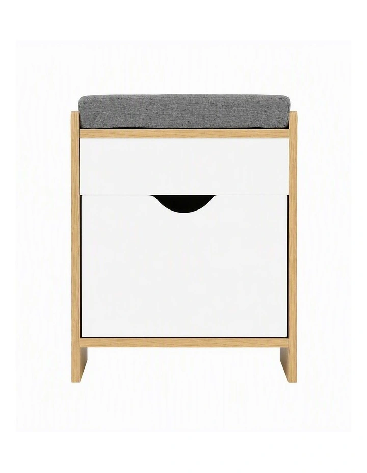 Artiss Storage Ottoman with Drawer 100kg Capacity Footrest Cushion Oak image 3