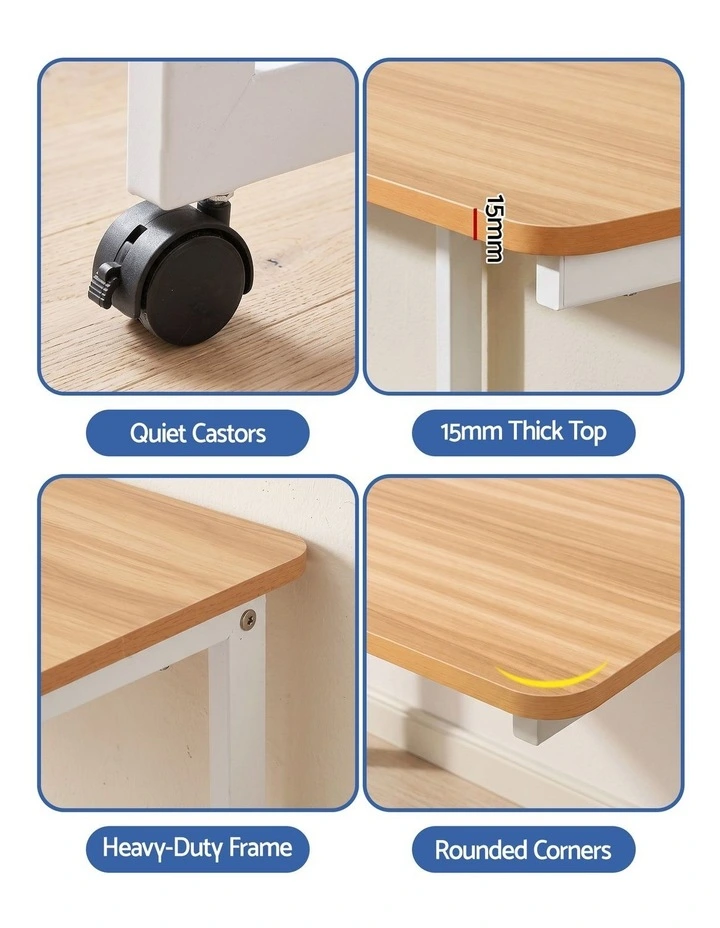 Artiss Mobile Laptop Desk Set 2-In-1 C-Shaped Nesting Table Oak image 5