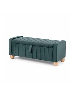 Artiss Storage Ottoman Bench Velvet Blanket Box Stool Footrest Ball Feet Green