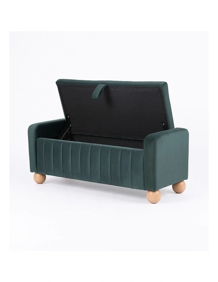 Artiss Storage Ottoman Bench Velvet Blanket Box Stool Footrest Ball Feet Green image 3