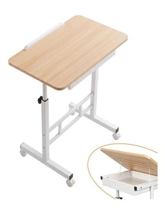 Artiss Adjustable Laptop Desk Mobile Bedside Table Hidden Storage Wood
