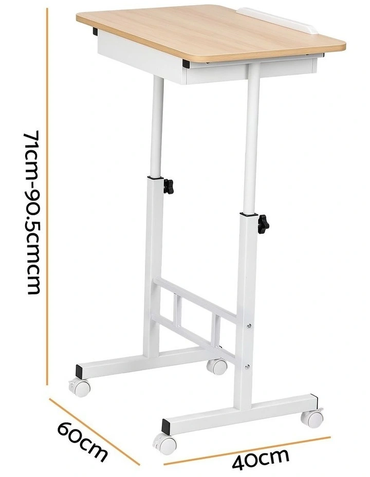 Artiss Adjustable Laptop Desk Mobile Bedside Table Hidden Storage Wood image 2