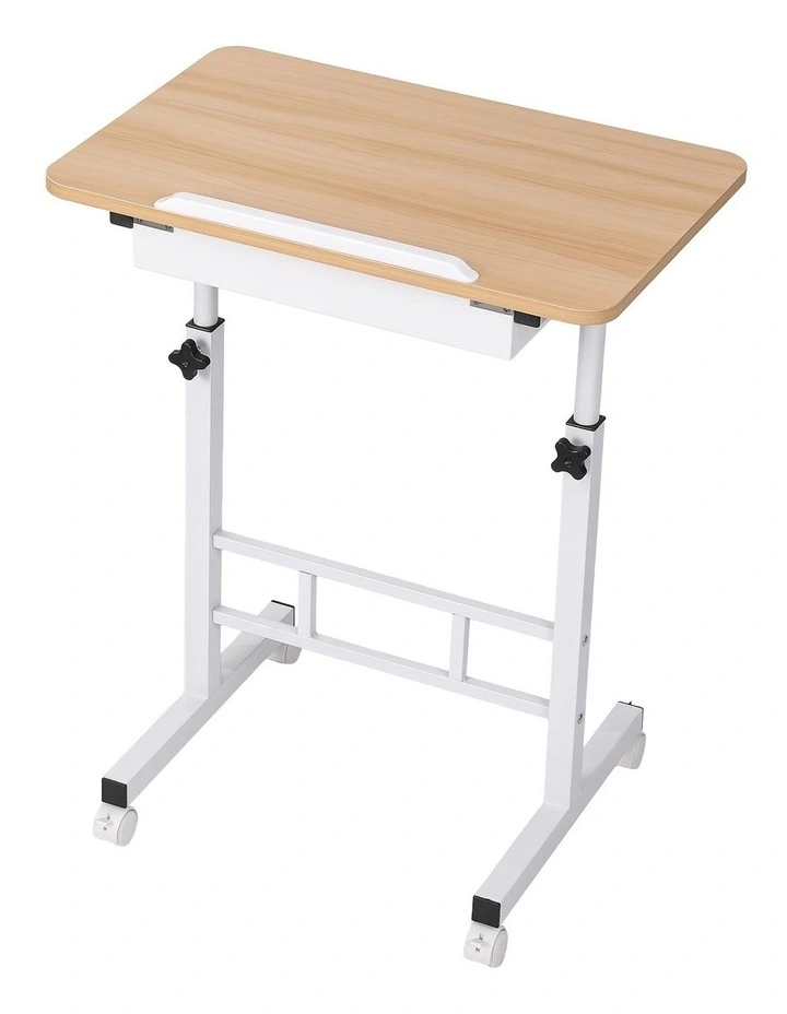 Artiss Adjustable Laptop Desk Mobile Bedside Table Hidden Storage Wood image 3