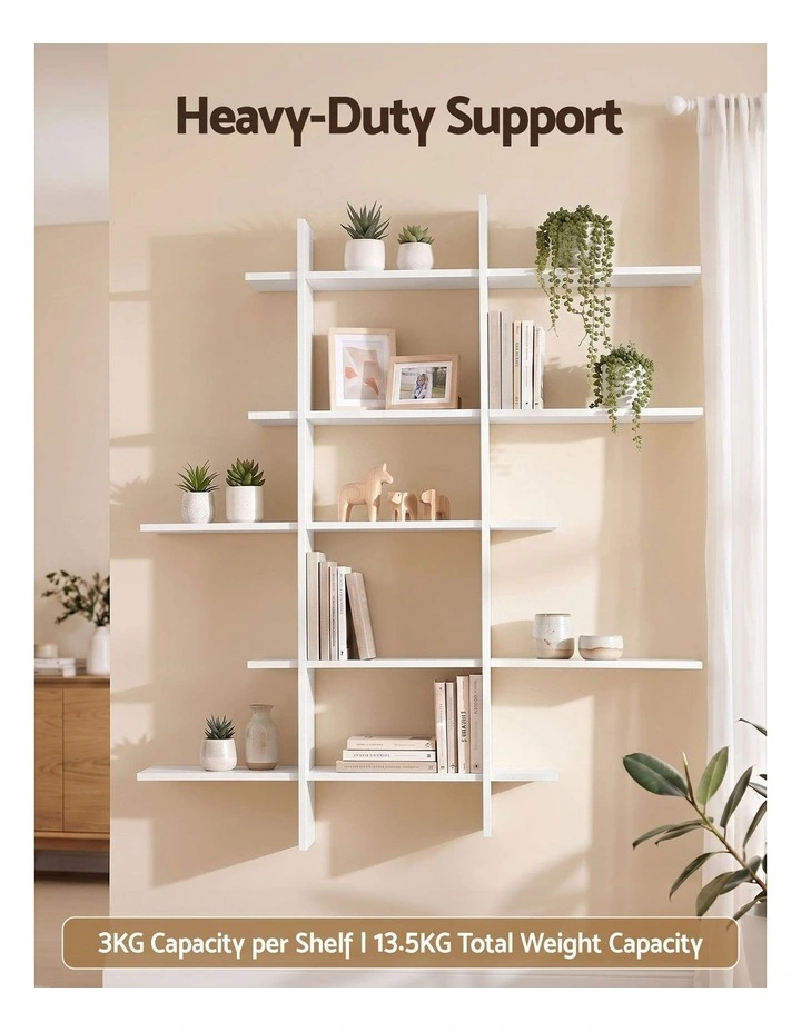 Artiss 15-Section Wall Mounted Floating Bookshelf Display Rack 116x18x129cm image 4