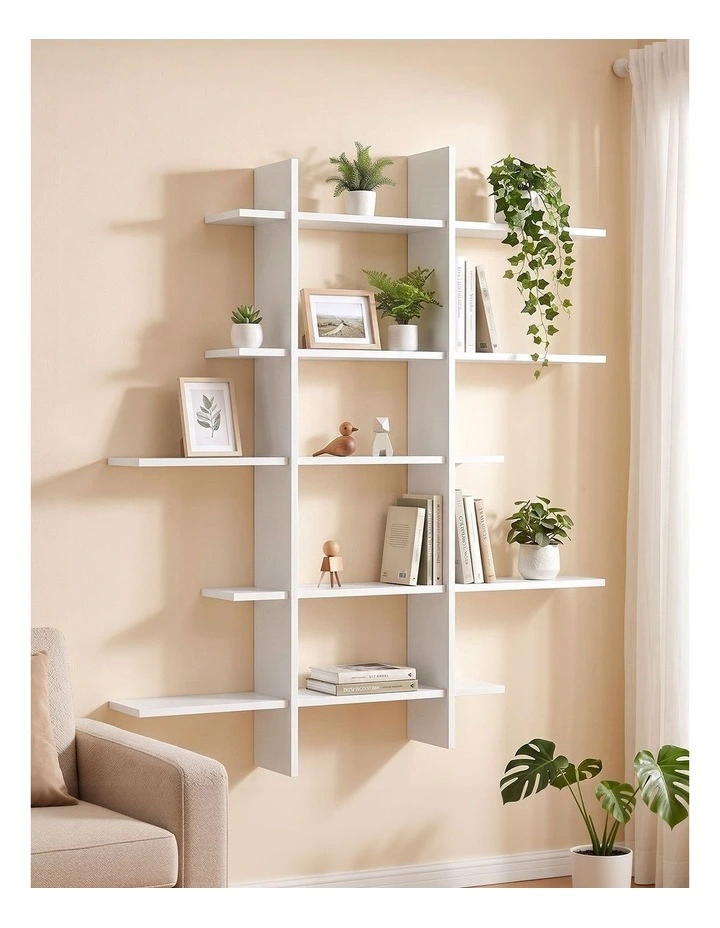 Artiss 15-Section Wall Mounted Floating Bookshelf Display Rack 116x18x129cm image 6