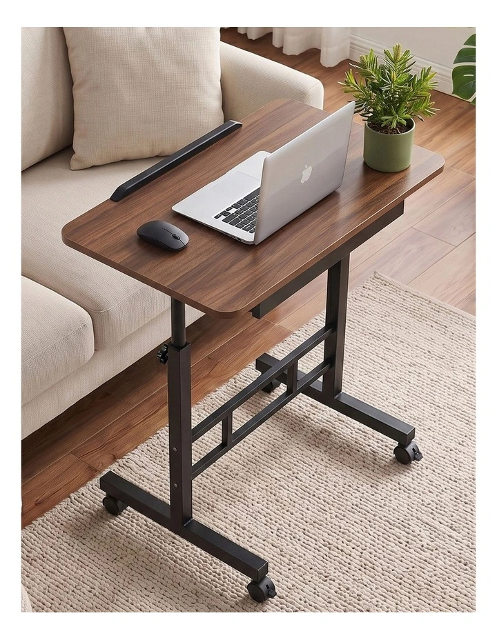 Artiss Adjustable Laptop Desk Mobile Bedside Table Hidden Storage Walnut image 6