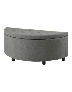 Artiss Storage Ottoman Bench Linen Fabric Tufted Half Round Footstool Grey