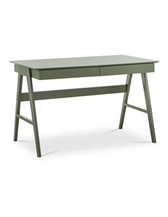 Aleksander 2 Drawer Writing Desk in Olive Green