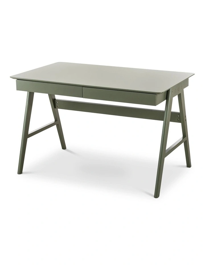 Aleksander 2 Drawer Writing Desk in Olive Green image 3