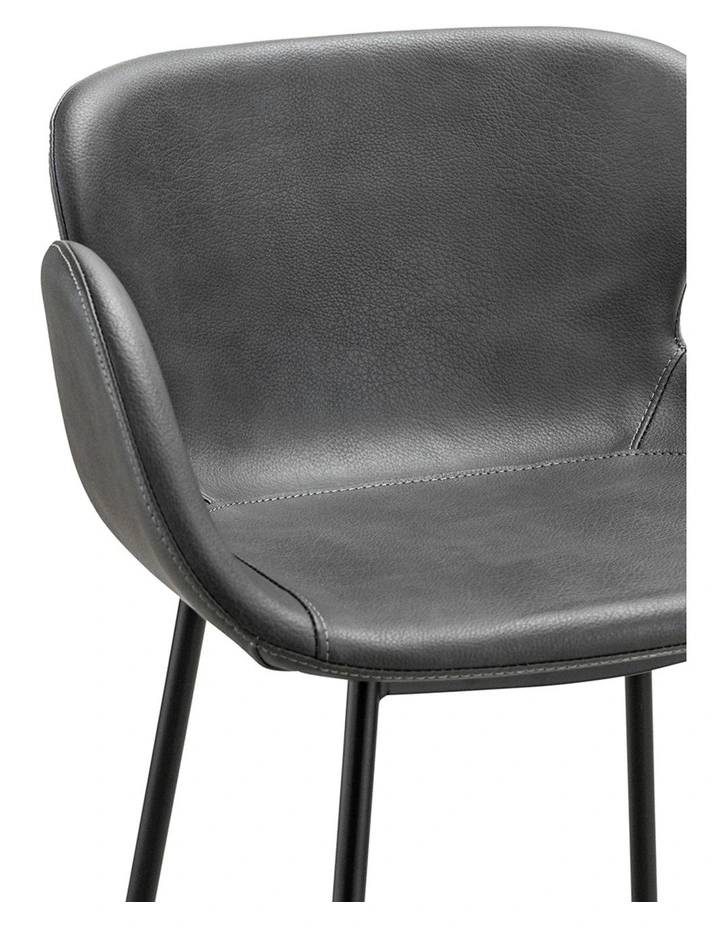 Lennox Set of 2 Vegan Leather Barstool in Vintage Charcoal image 5