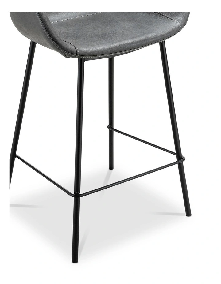 Lennox Set of 2 Vegan Leather Barstool in Vintage Charcoal image 6