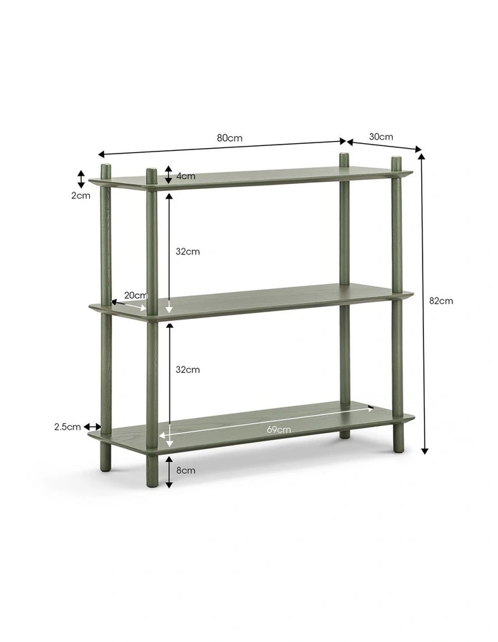 Rakk 3 Tier Low Bookshelf in Olive Green image 7
