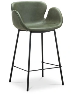 Lennox Set of 2 Vegan Leather Barstool in Vintage Charcoal