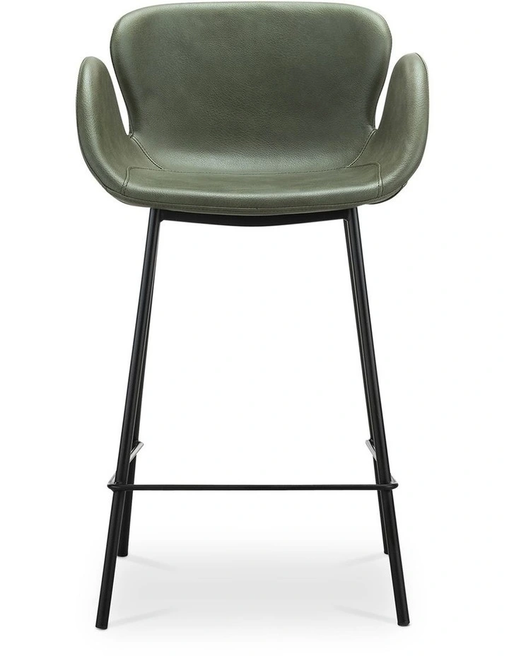 Lennox Set of 2 Vegan Leather Barstool in Vintage Charcoal image 2