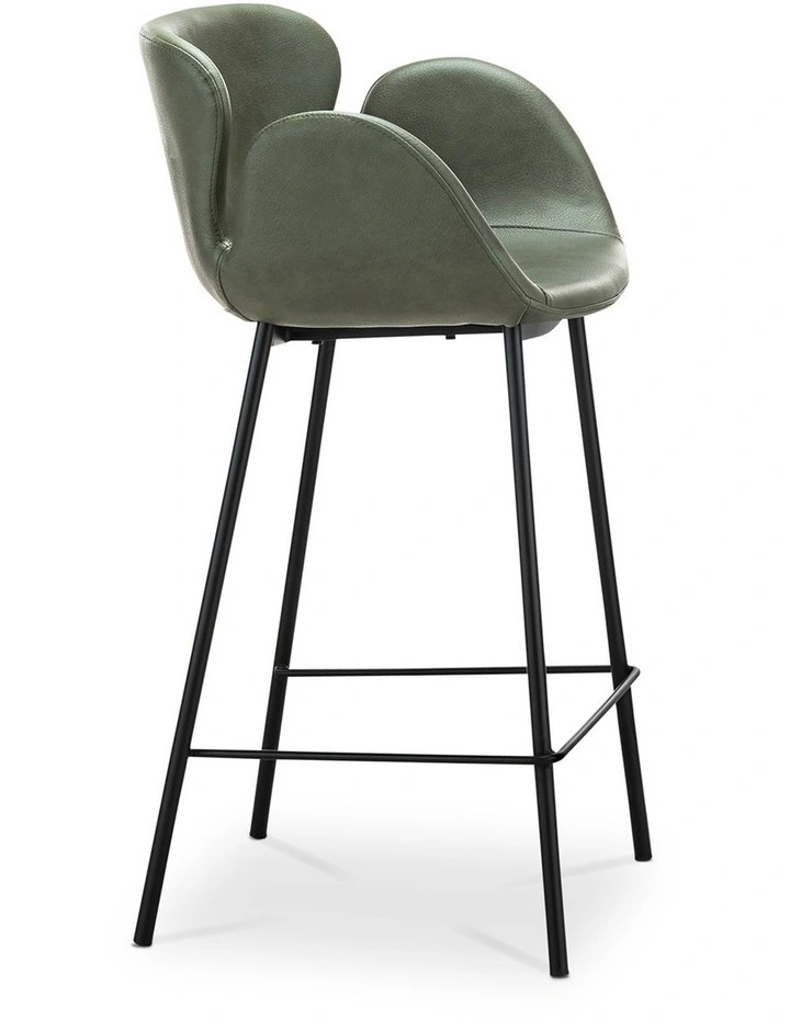 Lennox Set of 2 Vegan Leather Barstool in Vintage Charcoal image 3