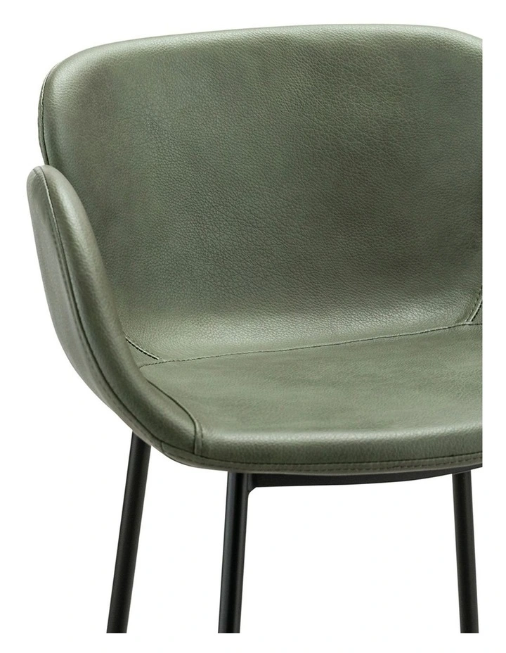 Lennox Set of 2 Vegan Leather Barstool in Vintage Charcoal image 5