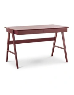 Aleksander 2 Drawer Writing Desk in Burgundy Red