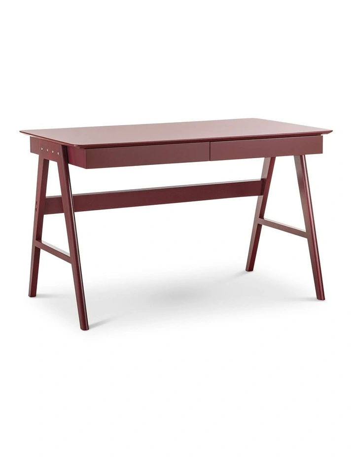 Aleksander 2 Drawer Writing Desk in Burgundy Red image 1