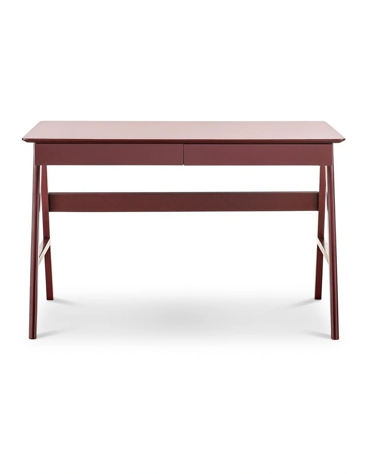 Aleksander 2 Drawer Writing Desk in Burgundy Red image 2