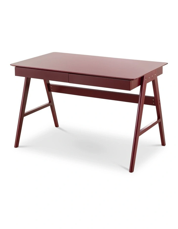 Aleksander 2 Drawer Writing Desk in Burgundy Red image 3