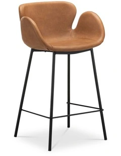 Lennox Set of 2 Vegan Leather Barstool in Vintage Tan