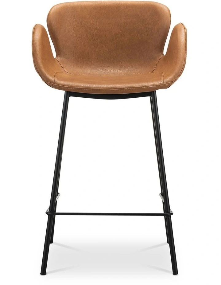 Lennox Set of 2 Vegan Leather Barstool in Vintage Tan image 2