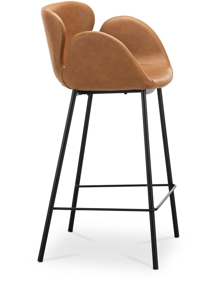 Lennox Set of 2 Vegan Leather Barstool in Vintage Tan image 3