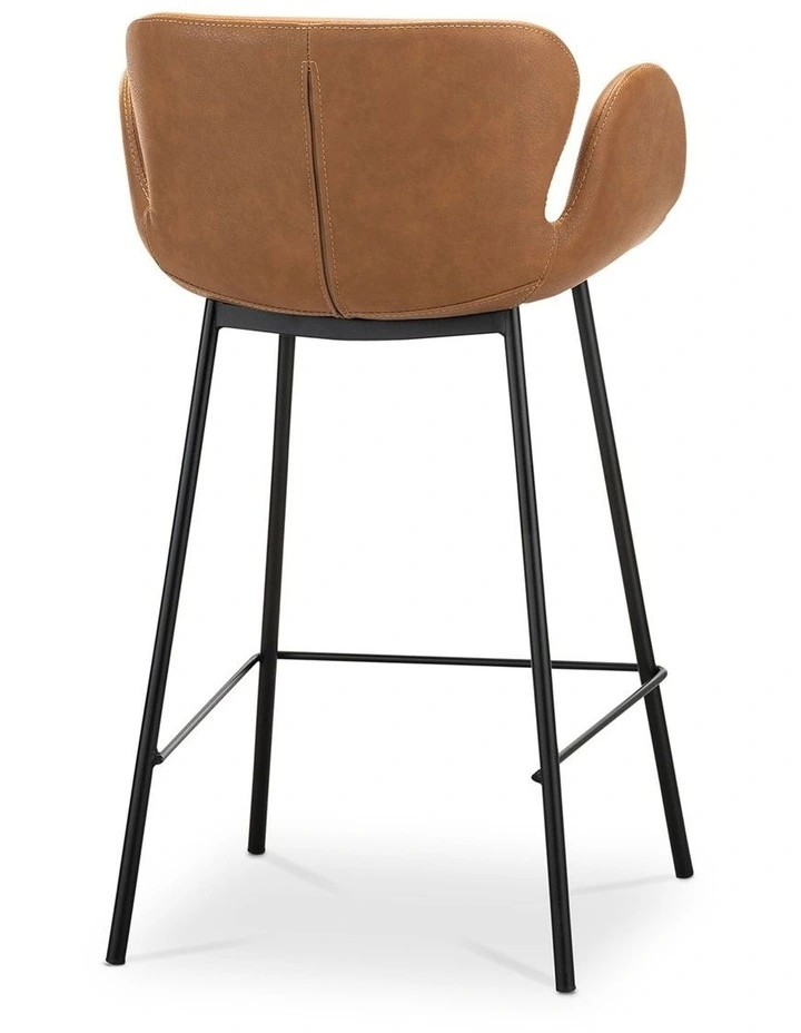 Lennox Set of 2 Vegan Leather Barstool in Vintage Tan image 4