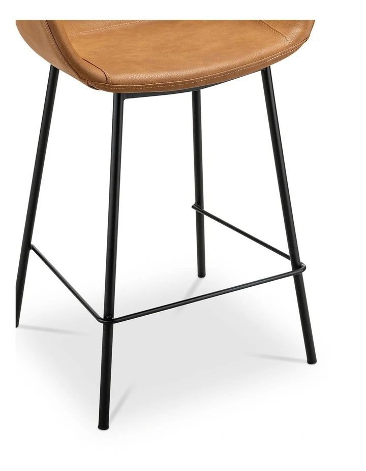 Lennox Set of 2 Vegan Leather Barstool in Vintage Tan image 6
