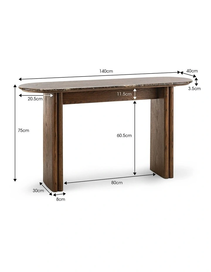 Erecelia 140cm Dark Emperador Marble Console Table image 7