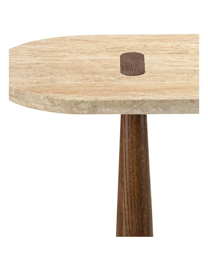 Saraya 135cm Travertine Console Table in Honey & Brown Oak image 5