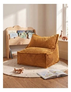Cadence & Co. Mini Wilde Ribbed Luxe Fleece Beanbag Lounge Cover in Mustard
