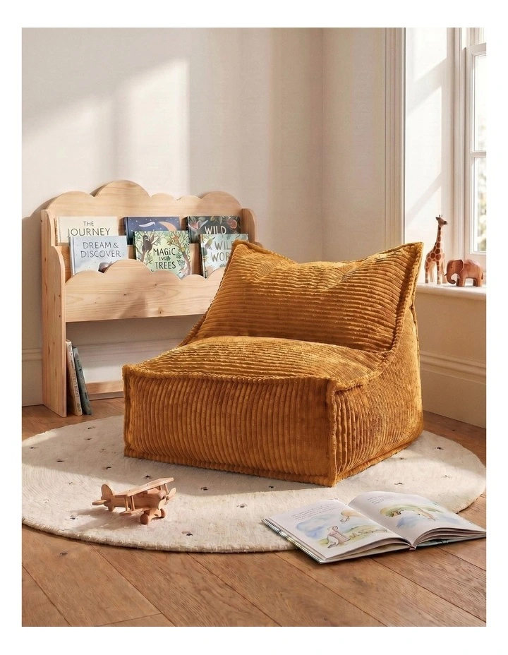 Cadence & Co. Mini Wilde Ribbed Luxe Fleece Beanbag Lounge Cover in Mustard image 1