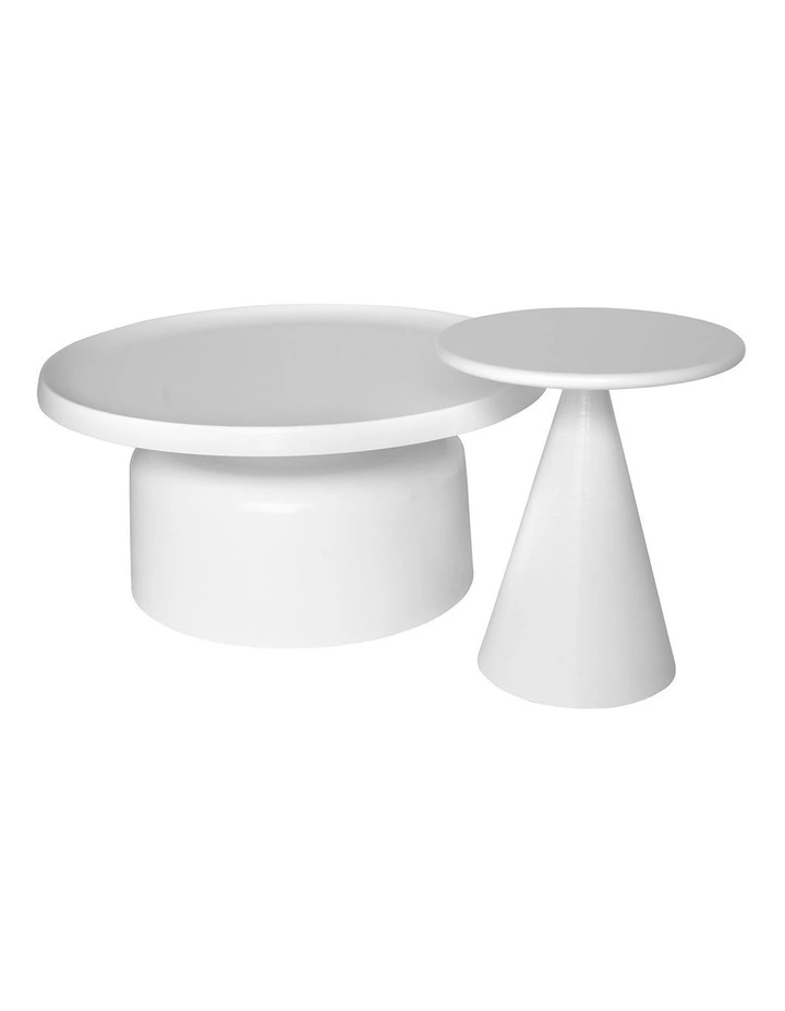 Pinnacle Pedestal Round Side Table | White image 2