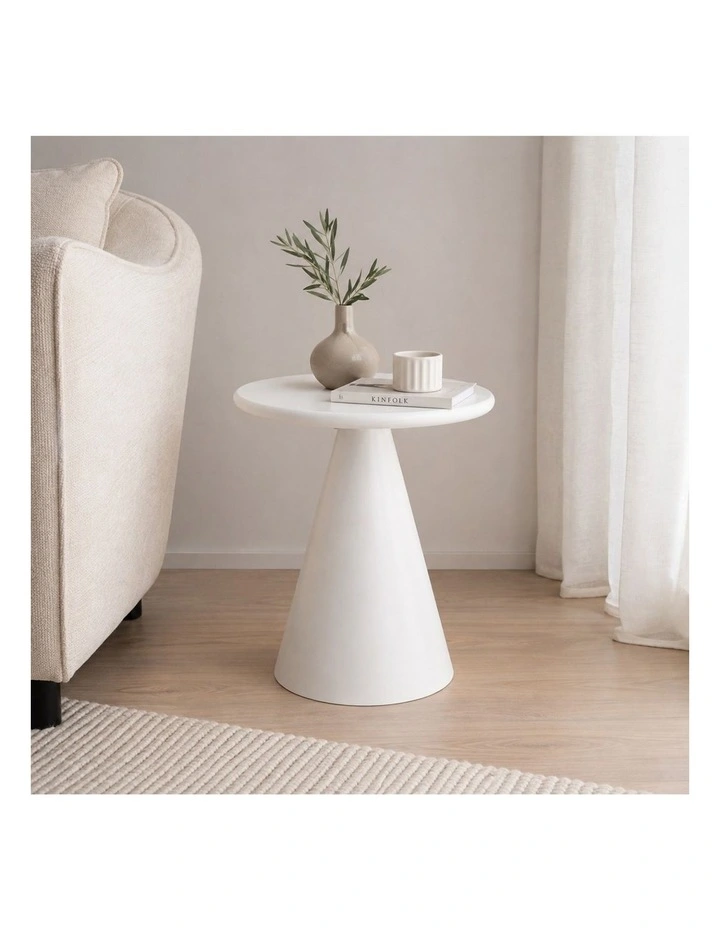 Pinnacle Pedestal Round Side Table | White image 3