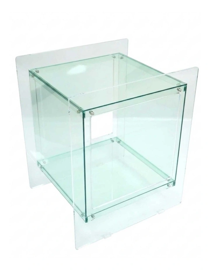 Light Green Acrylic End Table Modern Cube Side Table With Open Shelf image 1