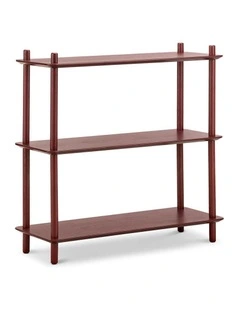 Rakk 3 Tier Low Bookshelf in Burgundy Red