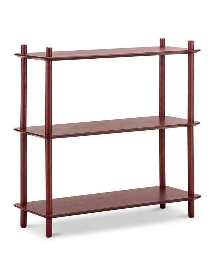 Rakk 3 Tier Low Bookshelf in Burgundy Red image 1