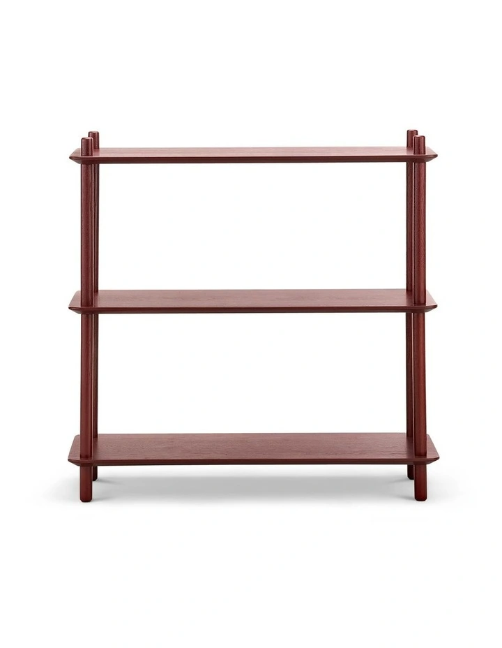 Rakk 3 Tier Low Bookshelf in Burgundy Red image 2