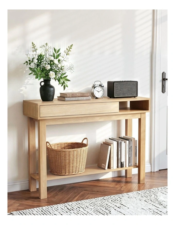 HOMFURN Console Table with Drawer and Shelf  100cm Entryway Hallway Table, Sofa Side Table image 2