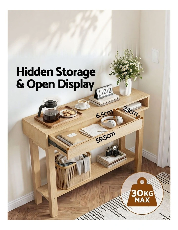 HOMFURN Console Table with Drawer and Shelf  100cm Entryway Hallway Table, Sofa Side Table image 5