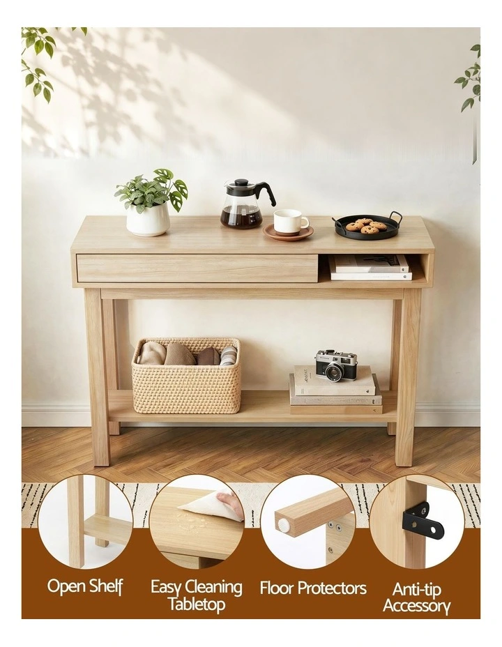 HOMFURN Console Table with Drawer and Shelf  100cm Entryway Hallway Table, Sofa Side Table image 6