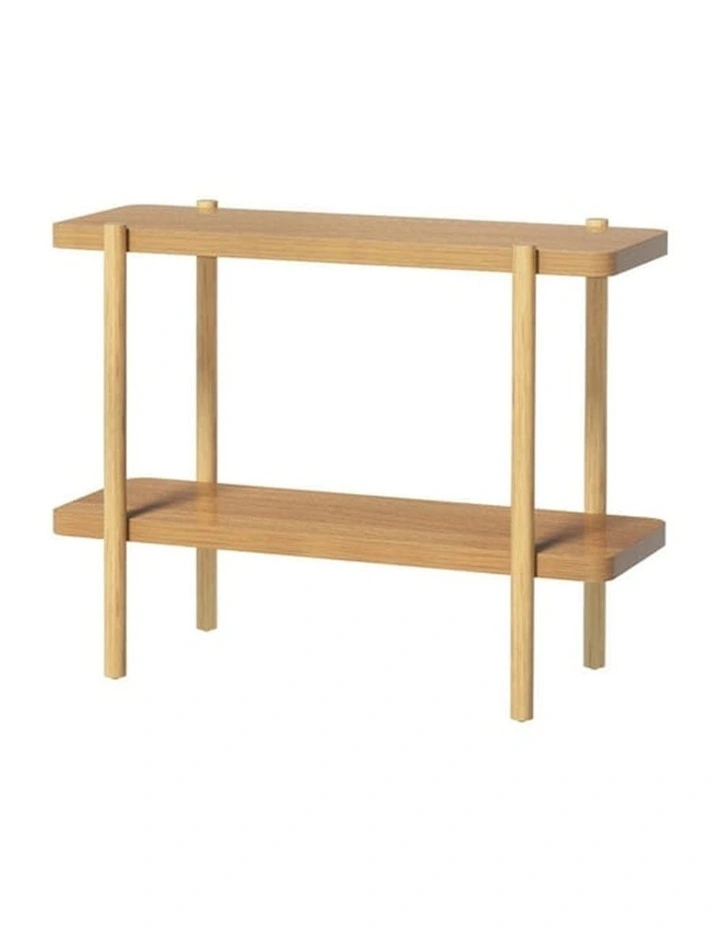 HOMFURN 92cm 2-Tier Console Table  Minimalist Design, Honeycomb Board, Pine Wood Legs, Pine Finish image 1