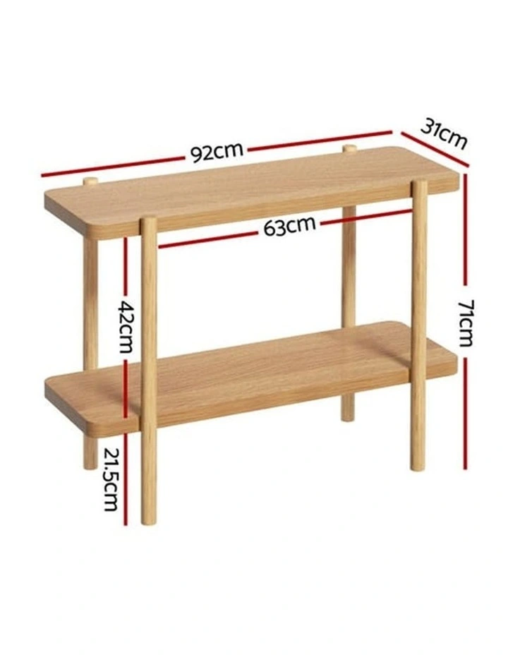 HOMFURN 92cm 2-Tier Console Table  Minimalist Design, Honeycomb Board, Pine Wood Legs, Pine Finish image 3