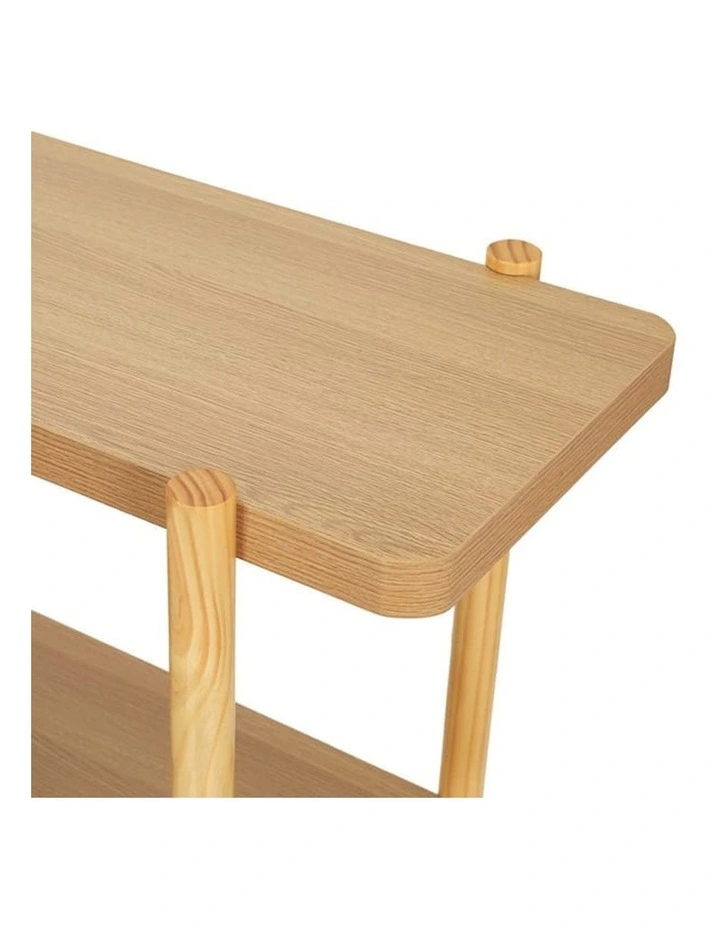 HOMFURN 92cm 2-Tier Console Table  Minimalist Design, Honeycomb Board, Pine Wood Legs, Pine Finish image 5
