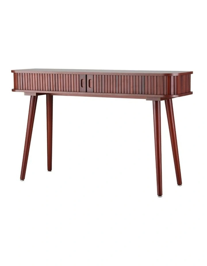 HOMFURN Fluted Console Table with Sliding Doors, Pinewood Legs, 60kg Capacity, image 1