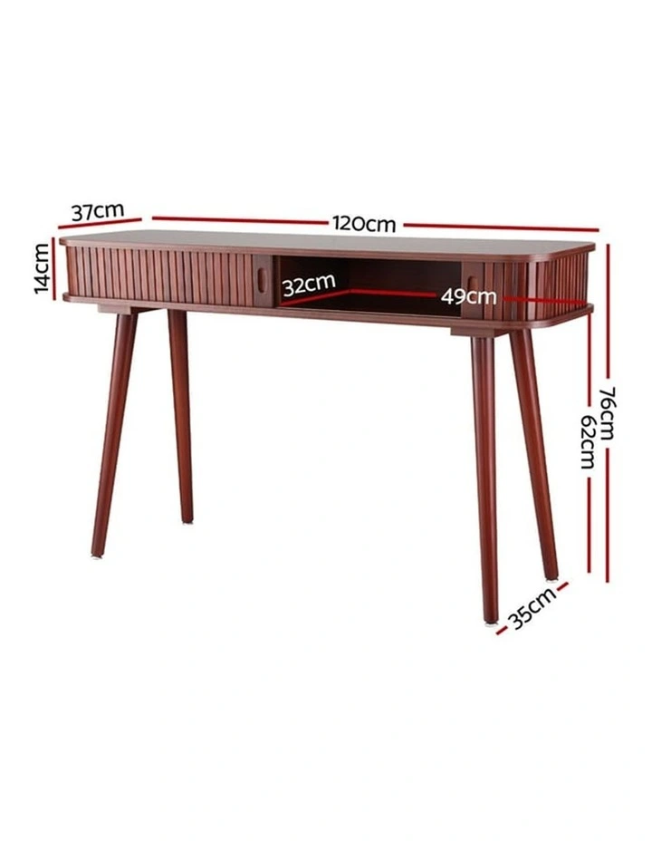 HOMFURN Fluted Console Table with Sliding Doors, Pinewood Legs, 60kg Capacity, image 4
