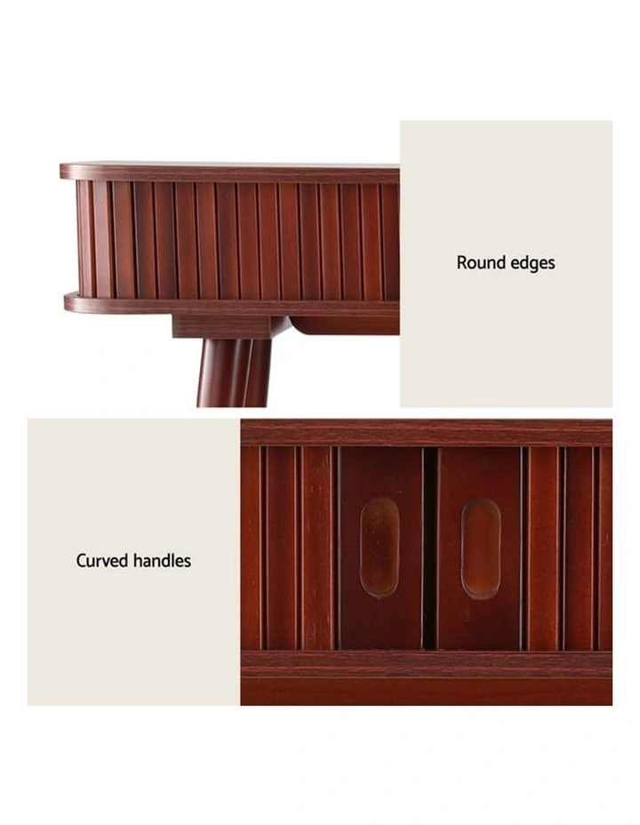 HOMFURN Fluted Console Table with Sliding Doors, Pinewood Legs, 60kg Capacity, image 6